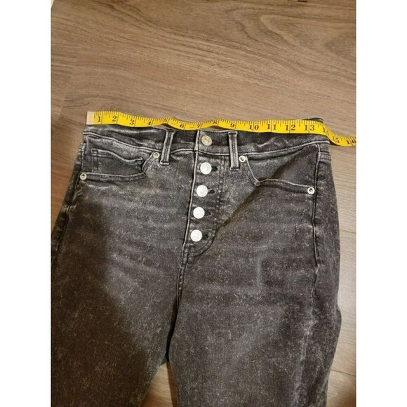 Express 8R Buttonfly Skinny High Rise Blackwash Jeans 28x28 Y2K Punk Grunge Rock - Picture 6 of 7